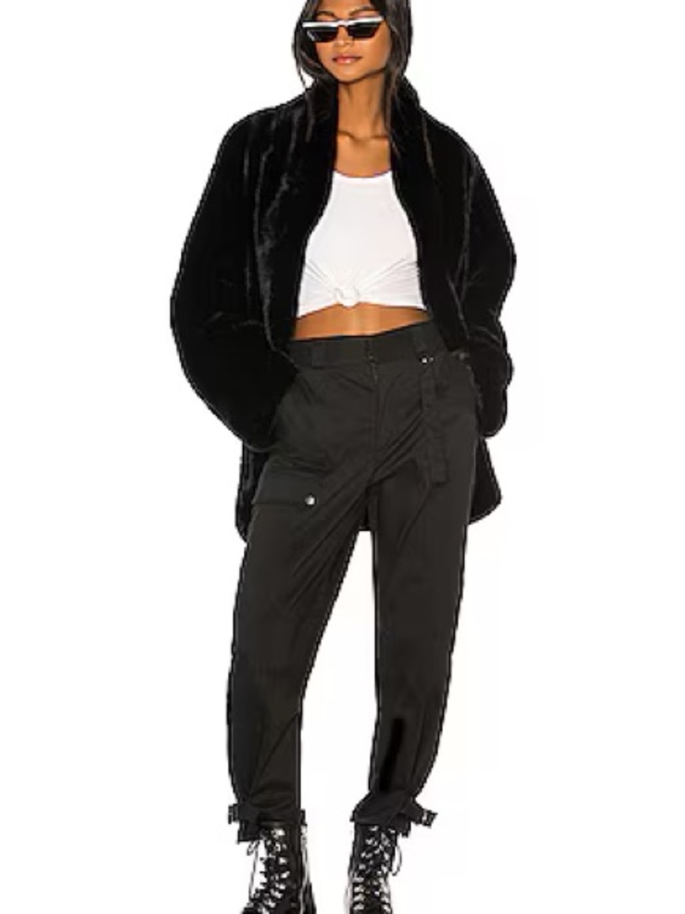 Black Faux Fur Open-Front Jacket